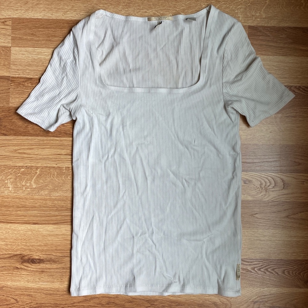 Scotch & Soda Square Neck T-Shirt (Off White)